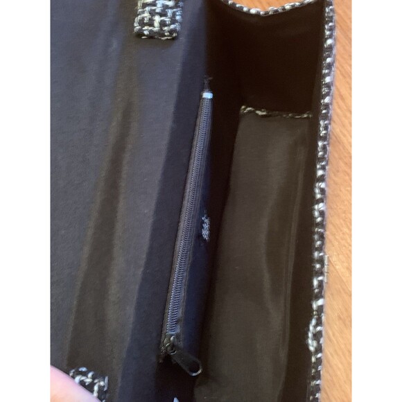 Wild Rose Tweed Handbag Black White Top Handle Removeable Silver Crossbody Chain - Picture 3 of 15